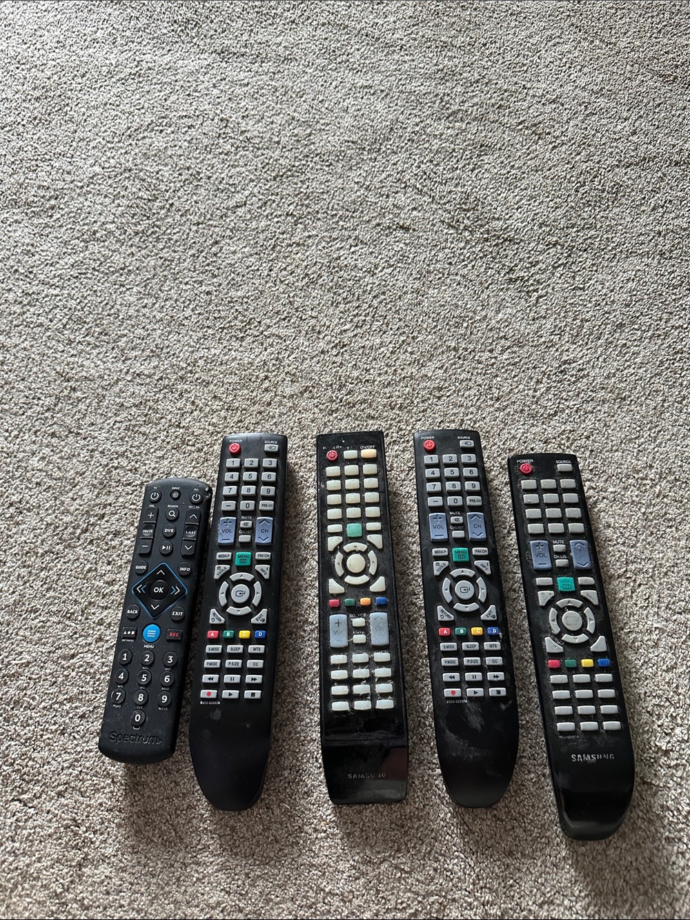 Samsung Black TV Remote Lot with Multicolor Shortcut Keys